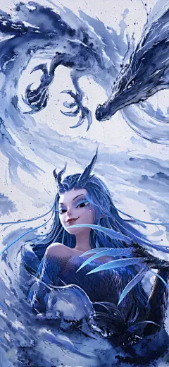 哪吒之魔童闹海敖闰 水墨海报 5K手机壁纸_彼岸图网.jpg