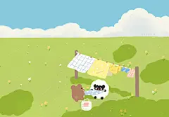 可爱插画ipad壁纸 电脑壁纸   cr.天台大狗熊