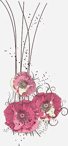 红色简约手绘花藤植物高清素材 植物 简约 红色 免抠png 设计图片 免费下载