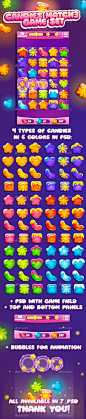 Candies for Match3 Game Set + game UI Download here: https://graphicriver.net/item/candies-for-match3-game-set-game-ui/13459855?ref=KlitVogli: 