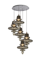 Basilica 5 Light Pendant Ceiling Light - Heathfield & Co : The Basilica ceiling light collection is available in Smoke, Opal Jade and Lustre. They can be used as pendants, singularly, or in different formats.