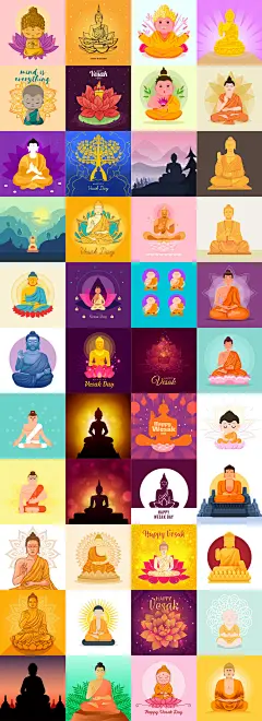 佛教宗教寺庙佛祖菩萨缅甸手绘插画插图佛陀莲花佛像平面设计素材_矢量插图_素材下载-乐分享素材网