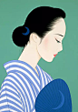 40张日本女郎插画，艳丽、气质、高贵，还透露着神秘感