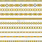 Flat vector set of figured gold chain isolated on 