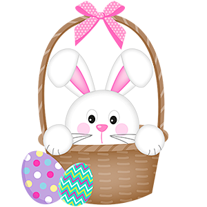 复活节篮子和兔子、彩蛋PNG免抠图