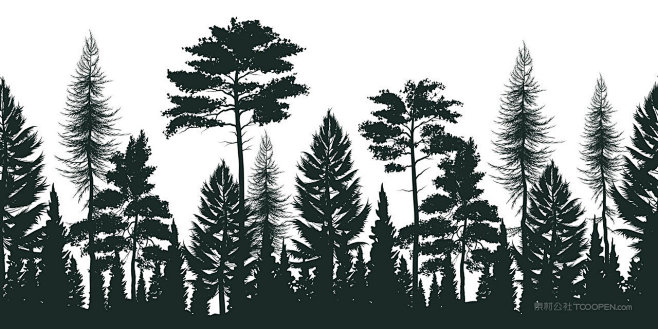 高的树丛剪影矢量