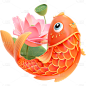 生产素材通用金属描边锦鲤3D动物贴纸元素素材