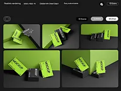 10款高级商务名片卡片品牌vi设计样机展示模板psd素材 Black and Green Business Card Mockup Template - 嗨酷Hiicoo-专注海外高品质设计素材-做设计上嗨酷