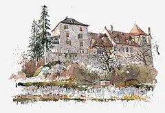 彩色城市高清素材 卡通 城市 彩色 手绘 水彩 装饰 风景 免抠png 设计图片 免费下载