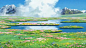 Howl's Moving Castle Sophie's Flower Field, anime flower field scenery HD wallpaper