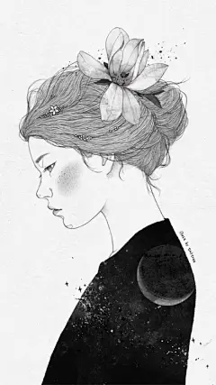 插画时间｜黑白线条插画。
by. talltree
#插画作品欣赏# ​