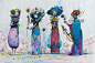 The spring muses : indian ink and watercolor on Arches paper (300g)