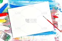 毛笔、纸、色、素描本创意模型艺术背景丙烯画