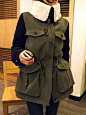 韩国代购正品2013冬装新款拼色拼接袖羊羔毛加厚棉服棉衣外套女-淘宝网