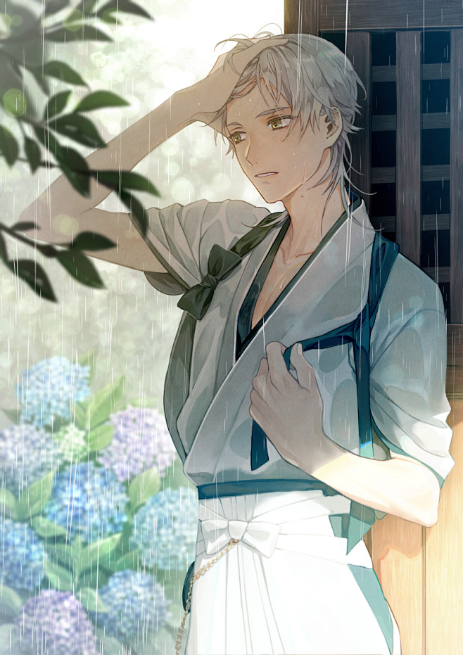 #鶴丸国永 雨宿り - ウニ的插画