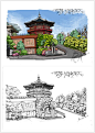 【溶萱手绘】【手绘风景明信片】韩国釜山龙头山公园~#手绘##插画##艺术##绘画#