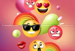 7款3D趣味潮流创意时尚emoji表情包主视觉海报设计ai素材源文件下载_颜格视觉