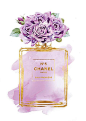 Chanel No5 print 8x10 purple rose watercolor gold by hellomrmoon
