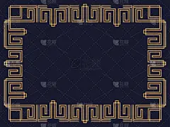 艺术装饰风格的框架。的线性边界。为邀请函、传单和贺卡设计模板。几何金色的框架。20世纪20 - 30