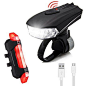 USB Rechargeable Bike Light Set,SCODE Ultra Bright Front Light - LED Bike Tail Light Set,Easy to Install and Fits On Any Road Bikes
