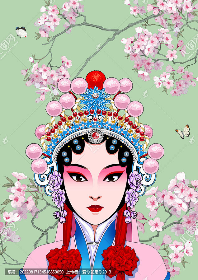 手绘 国潮 京剧国潮 手机壳 京剧人物 京剧花旦 商业插画 戏曲人物 京剧 国粹 花旦 脸谱 化妆品包装图案 京剧花旦人物图案 京剧花旦无框画