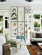 Botanical art by Natural Curiosities hangs in Casa Guava's living room | archdigest.com: 