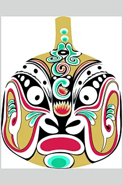 中国风情马勺脸谱矢量素材水墨画国粹古典经典