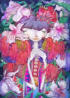 四饲  的插画 花丛的秘密