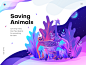 Saving Animals Illustration banner jungle wallpaper night poster trend flat design leaf animals noise gradient color illustration