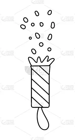 矢量黑白爆竹隔离在白色背景。可爱有趣的大纲插图的新年或生日象征。圣诞线图标的装饰或设计。