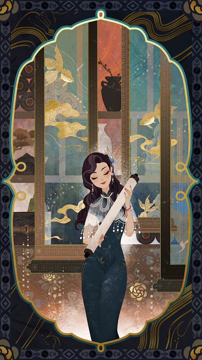 华亭旧梦 御纸的采集 角色原画 中国风角...