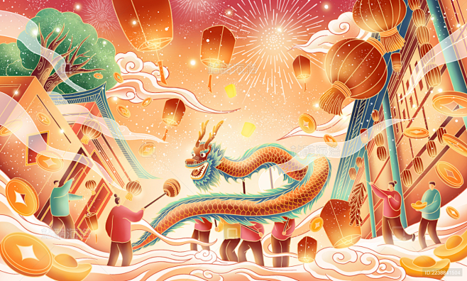 图源站酷海洛新年舞龙热闹的景象版权yanzi艳子仅参考的有水印截图