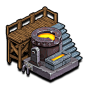 Antique Iron Smelter : "A rare and powerful device from an older generation of technology. You must be very special to have one! Visitors will be impressed." — In-game Description The Antique Iron Smelter was a premium bonus decoration that prov