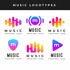 音乐logo-花瓣网|陪你做生活的设计师 | 音乐波形logo标志矢量图素材