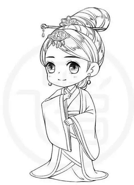 Q版古风人物线稿，一定不能错过的线稿 :...