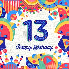 生日,贺卡,数字,13岁到14岁,活力,可爱的,白昼,请柬,问候