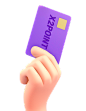 卡通手持卡片银行卡模型设计素材_PNG：
