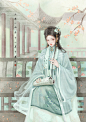 衣袂飘拂 小阁清风频顾_南栀子-__插画师作品_涂鸦王国gracg.com