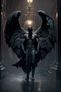 a movie scene where a beelzebub in the rain + fighting + Demon creature + dripping wet + wings by iris van herpen + wings dripping black goo + cinematic + outside cathedral + cinematic composition + atmospheric + directed by zack snyder
