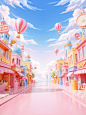 C4D电商粉色活动场景3D背景立体海报