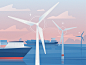 Offshore Wind gradient shipping wind turbine wind power wind sustainable energy illustration
