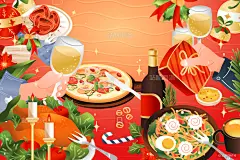 圣诞节西餐美食矢量插画 - 站酷海洛 - 正版图片,视频,字体,音乐素材交易平台 - 站酷旗下品牌