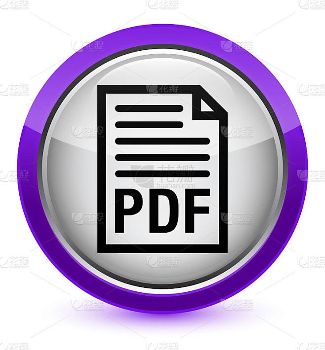 PDF文件图标水晶紫色圆形按钮