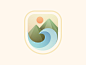 Mountain Badge badge sun mountains wave design branding vector illustration logo © yoga perdana yp