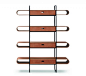 Apelle bookcase 
  : Apelle bookcase with metal structure and wooden shelves. Optional: leather drawers.

The Apelle bookcase collection is composed by four models with different height, starting from one single drawer...