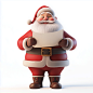 a front view illustration of santa smiling while checking his long list, scroll paper, 3d pixar disney style, isolated on a white background