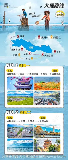 大理推荐线路海报-源文件-志设网-zs9.com
