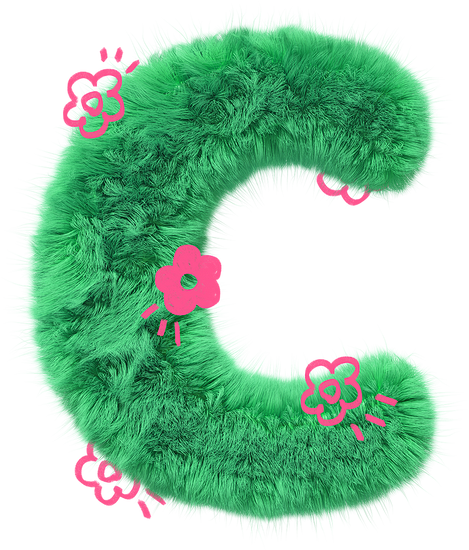 3D立体毛茸字母数字-C