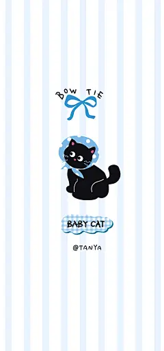 蓝色系小黑猫壁纸系列 - 小红书