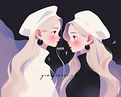 极简美学｜闺蜜插画头像｜紫色系